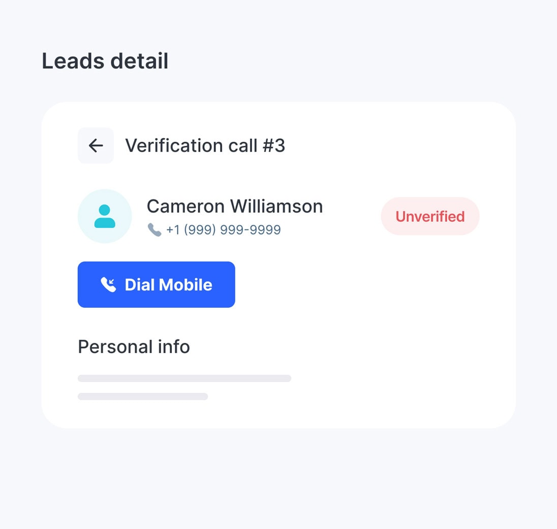 Lead Qualifier Phone Verifications